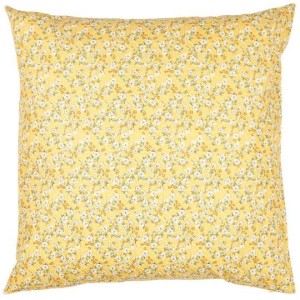 Poszewka Cushion cover light yellow w/white and rust flowers, green leaves 50x50