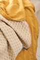 Pled Throw Vigga w/mustard print double weaving, backside neutral 130x180