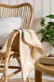 Pled Throw Vigga w/mustard print double weaving, backside neutral 130x180