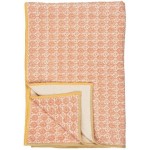 Pled Throw Vigga w/burnt orange print double weaving, backside neutral 130x170