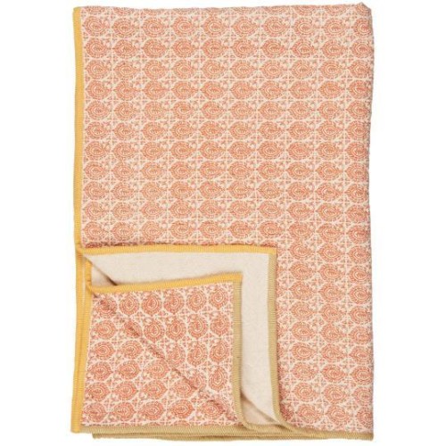 Pled Throw Vigga w/burnt orange print double weaving, backside neutral 130x170