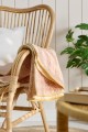 Pled Throw Vigga w/burnt orange print double weaving, backside neutral 130x170