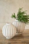 Wazon Ball Striped Terracotta Off-White/Beige Small