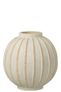 Wazon Ball Striped Terracotta Off-White/Beige Large