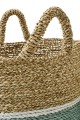 Kosz ZESTAW Set Of 3 Basket Striped Seagrass Natural/Turquoise