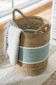 Kosz ZESTAW Set Of 3 Basket Striped Seagrass Natural/Turquoise