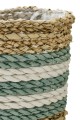 Kosz ZESTAW Set Of 3 Flowerpot Striped Seagrass Natural/Turquoise