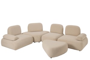 Sofa modułowa Set Of 5 Modular Sofa Olivia Plywood/Fabric Ecru
