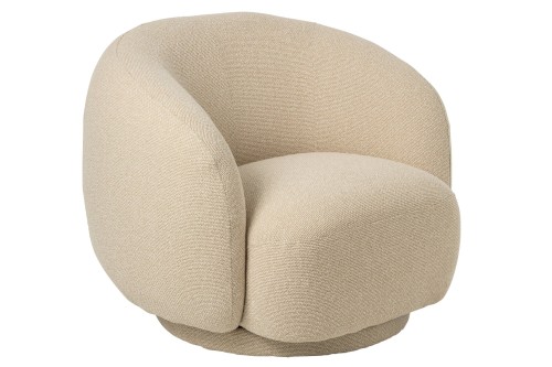 Fotel obrotowy Lounge Chair Swivelling Plywood/Fabric Ecru