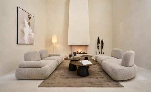 Sofa modułowa Set Of 5 Modular Sofa Olivia Plywood/Fabric Brown/Ecru