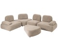 Sofa modułowa Set Of 5 Modular Sofa Olivia Plywood/Fabric Brown/Ecru