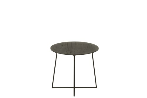 Stolik kawowy Round Teak Wood/Metal Black