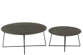 Stolik kawowy zestaw Round Teak Wood/Metal Black