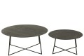 Stolik kawowy zestaw Round Teak Wood/Metal Black