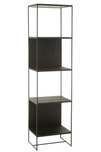 Regał Shelf Slim Teak Wood/Metal Black