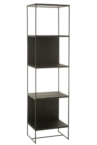 Regał Shelf Slim Teak Wood/Metal Black