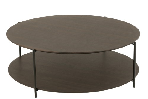 Stolik kawowy Round Mdf/Metal Dark Brown Large