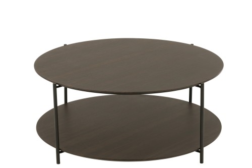 Stolik kawowy Round Mdf/Metal Dark Brown Small
