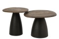 Stoliki kawowe zestaw Set Of 2 Side Table Mango Wood Dark Brown/Black