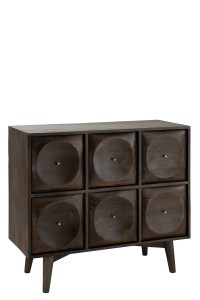 Komoda Circle Design Wood Dark Brown