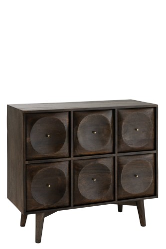 Komoda Circle Design Wood Dark Brown