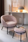 Fotel z podnóżkiem Iron Light Pink/Black