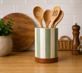 Doniczka w/stripes, verte/brown 11x10cm