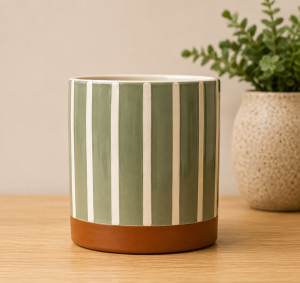 Doniczka w/lines, verte/brown 