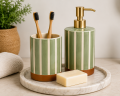 Doniczka w/stripes, verte/brown 11x10cm