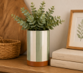 Wazon w/stripes, verte/brown 20x10cm