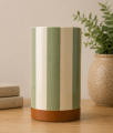 Wazon w/stripes, verte/brown 20x10cm