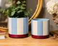 Doniczka w/stripes blue/maroon