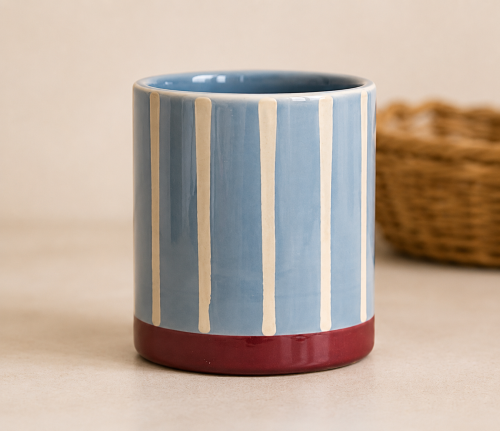 Doniczka w/lines blue/maroon
