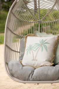 Poduszka Palm Tree Cotton White/Turquoise