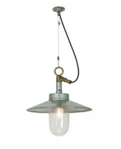 Lampa WELL GLASS PENDANT WITH VISOR, GALVANISED, CLEAR GLASS,